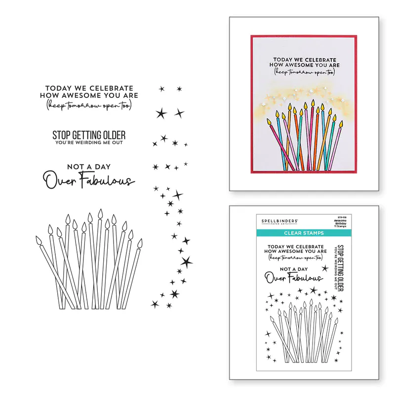 Spellbinders - STP-119 - Clear Stamp Set - The Awesome Birthday