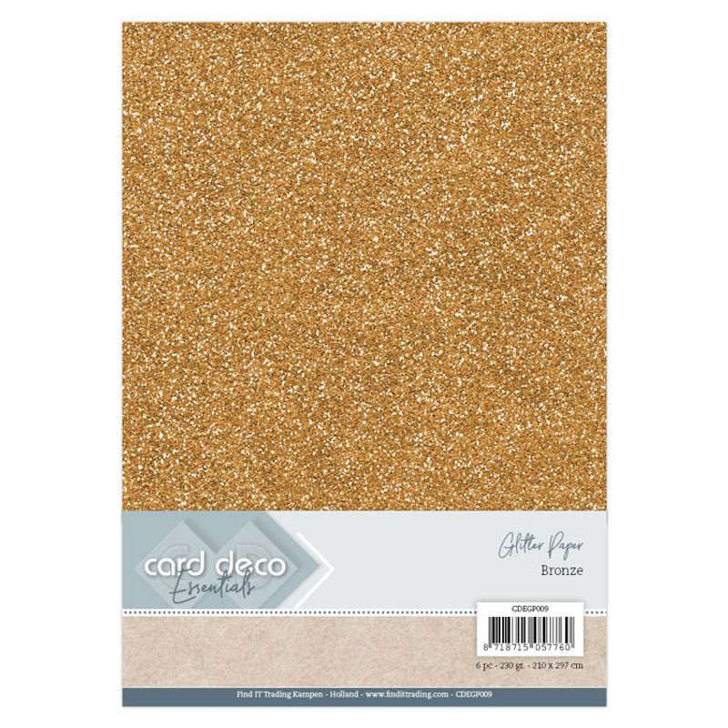 Find it - Card Deco - A4 - Glitter Paper - 009 - Bronze - 6pk