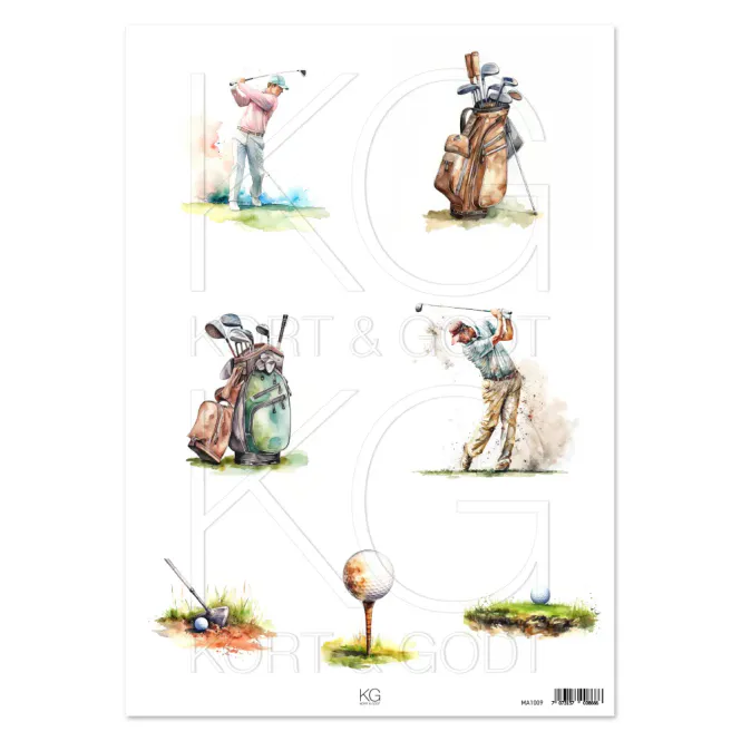 Hovedbilde Kort & Godt -  A4 Klippeark - MA1009 - Motivark - Golf
