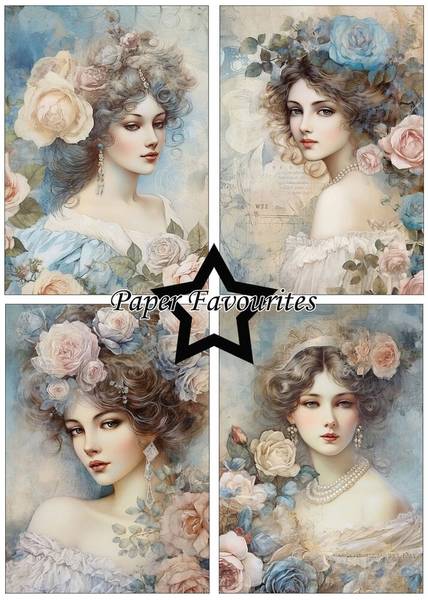 Paper Favourites - A5 Paper Pack - PFA113 - Vintage Ladies Blue